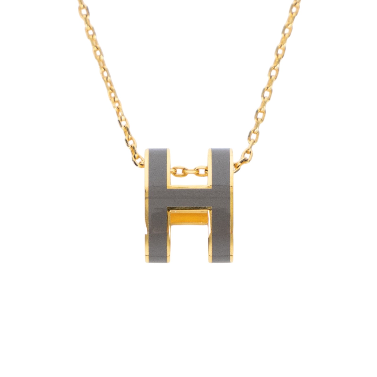 愛馬仕 Hermes Pop H 墜飾 POPHP ST0168 栗子灰POP H項鍊 原廠盒子/防塵袋