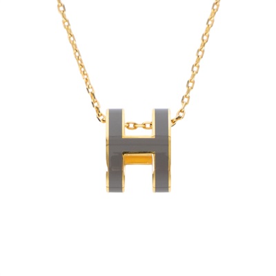 愛馬仕 Hermes Pop H 墜飾 POPHP ST0168 栗子灰POP H項鍊 原廠盒子/防塵袋