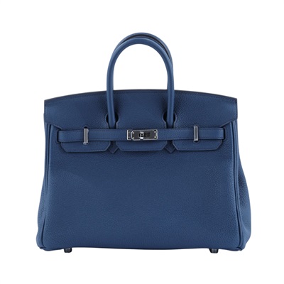 愛馬仕 Hermes Birkin Bag 柏金包 25 BK25 B 普魯士藍銀扣BIRKIN25 防塵袋/鎖組
