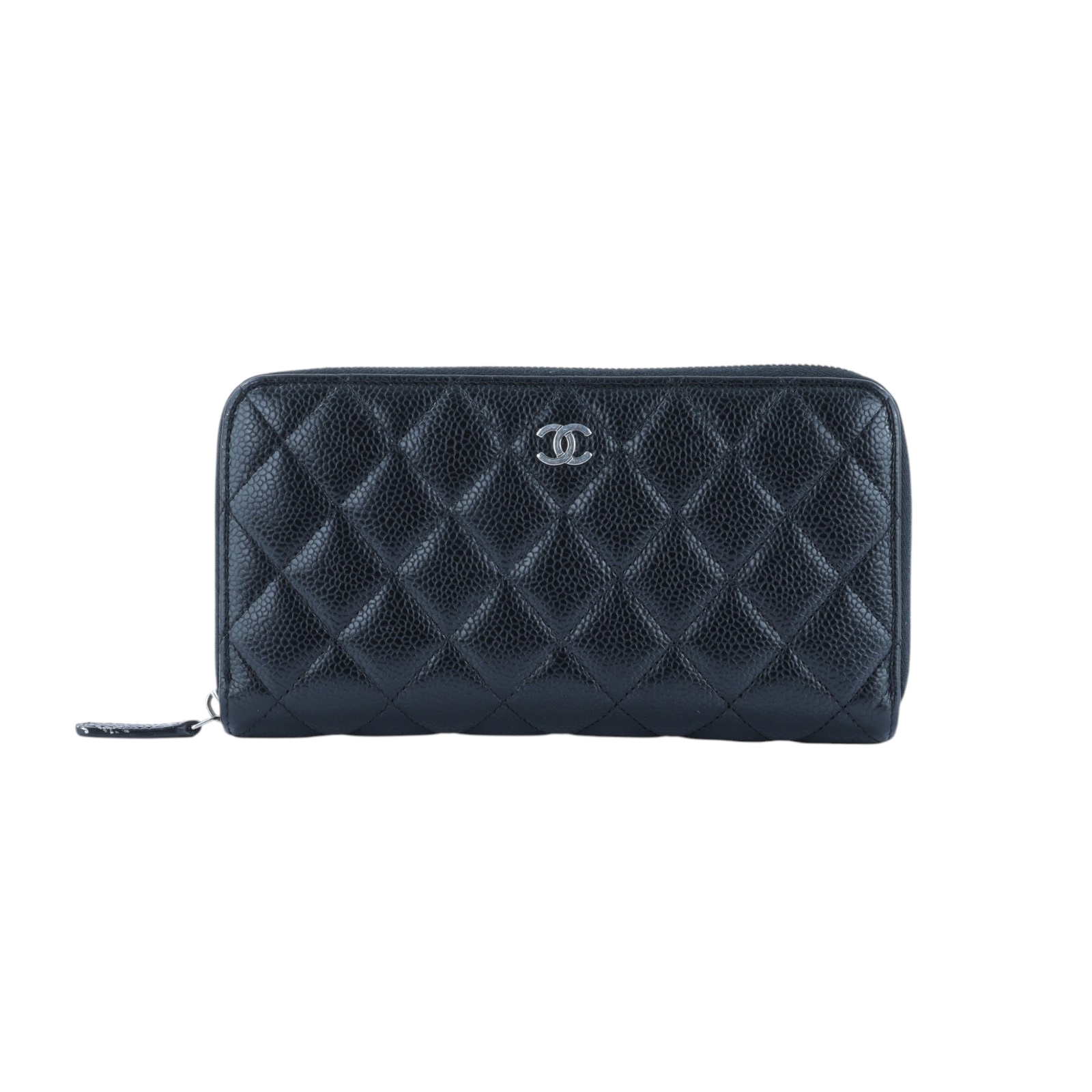 香奈兒 CHANEL CC LOGO 經典拉鍊長夾 粒紋小牛皮 AP0242 晶片款 黑荔枝拉鍊長夾 無附屬品