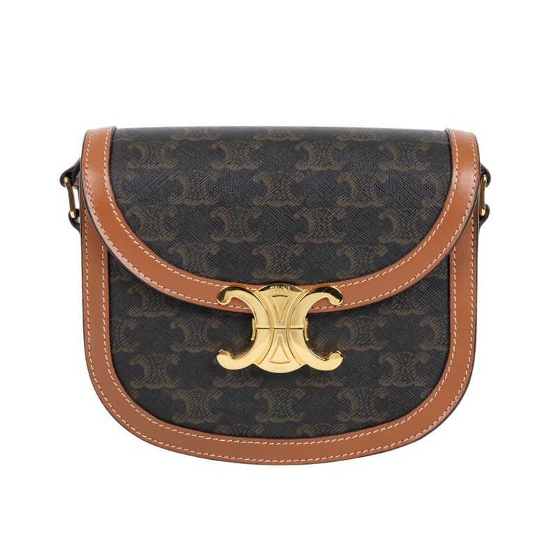 思琳 CELINE 標誌印花 牛皮革 Besace Clea 斜背 肩背 馬鞍包 110962BZ4 原花Teen Besace 無附屬品