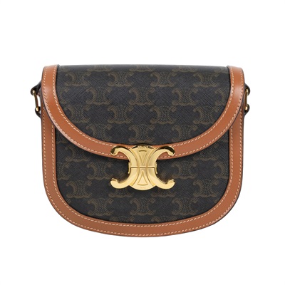 思琳 CELINE 標誌印花 牛皮革 Besace Clea 斜背 肩背 馬鞍包 110962BZ4 原花Teen Besace 無附屬品