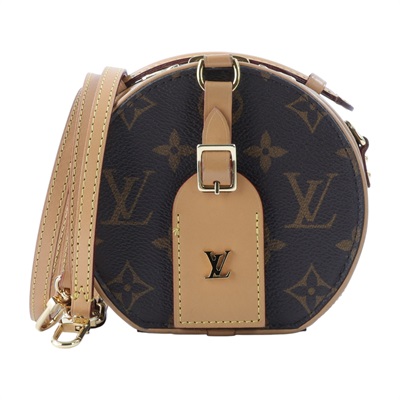 路易威登 LOUIS VUITTON Mini Boîte Chapeau 圓餅盒 經典原花 拼色 單肩 斜挎包 M44699 晶片款  防塵袋/背帶