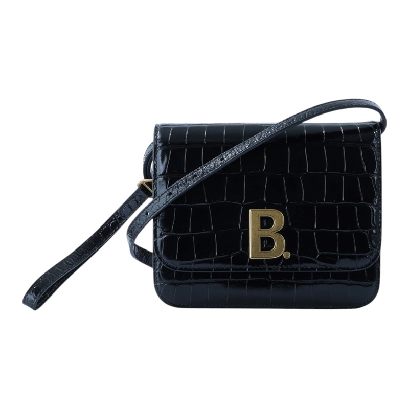 巴黎世家 BALENCIAGA Embossed Croc B Bag 小型 肩背包 5928981LR7M 黑壓紋B字 BAG 無附屬品