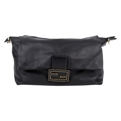 芬迪 FENDI Mamma Baguette FF 大款 肩背包 手提包 8BR834AQ0D 黑Mamma Baguette 防塵袋