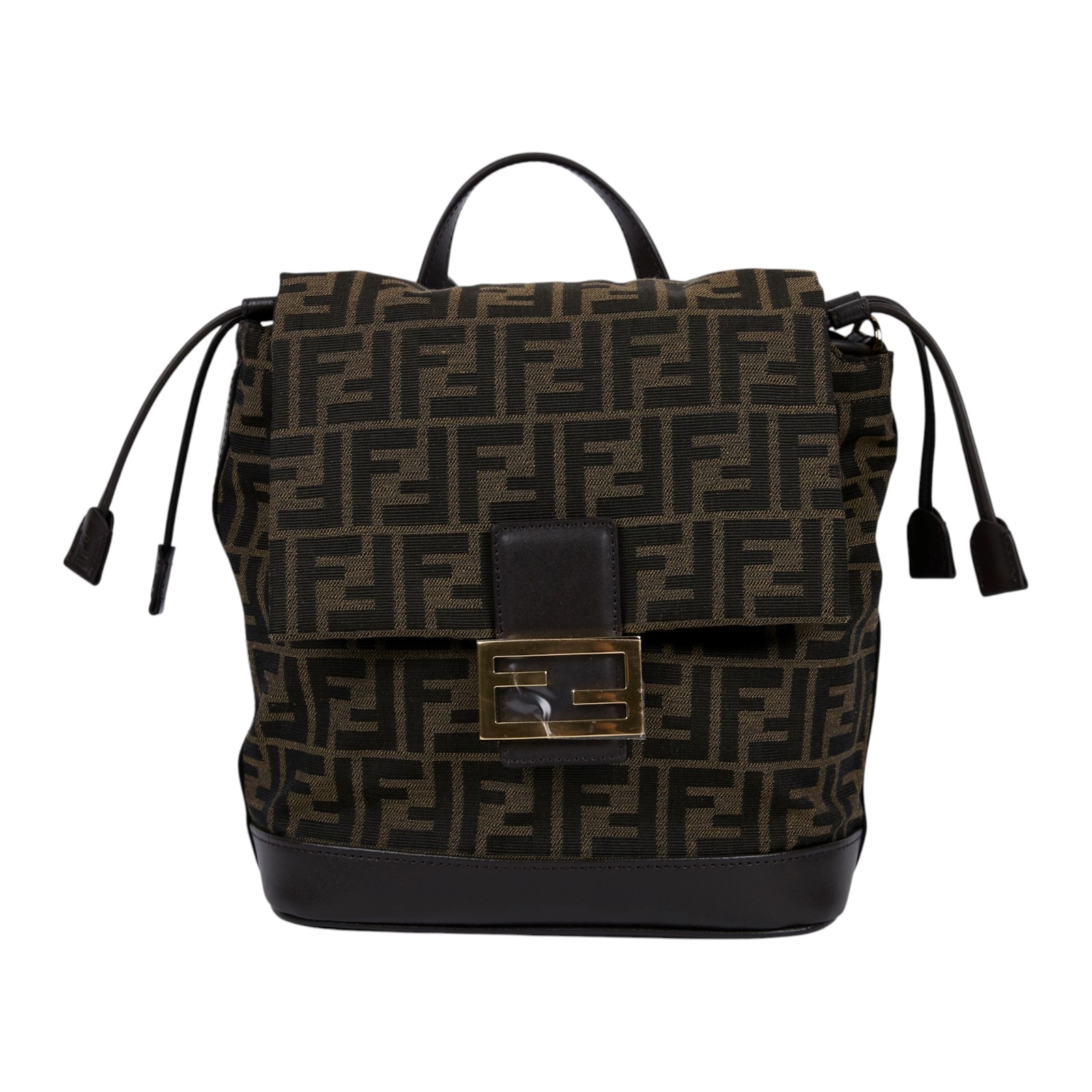 芬迪 FENDI Jacquard FF 後背包 雙肩包 手提包 8BZ057AVQC 棕色FF提花布料背包 防塵袋