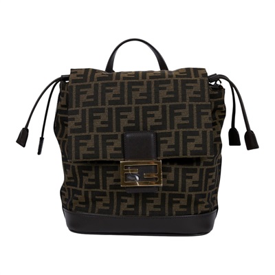 芬迪 FENDI Jacquard FF 後背包 雙肩包 手提包 8BZ057AVQC 棕色FF提花布料背包 防塵袋