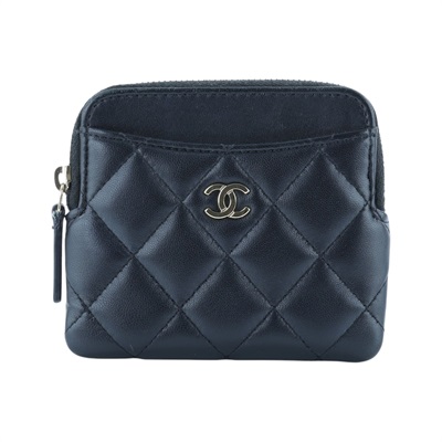 香奈兒 CHANEL CC Logo 5卡 拉鍊 零錢包 AP2061 晶片款 黑羊吐司零錢包 防塵袋