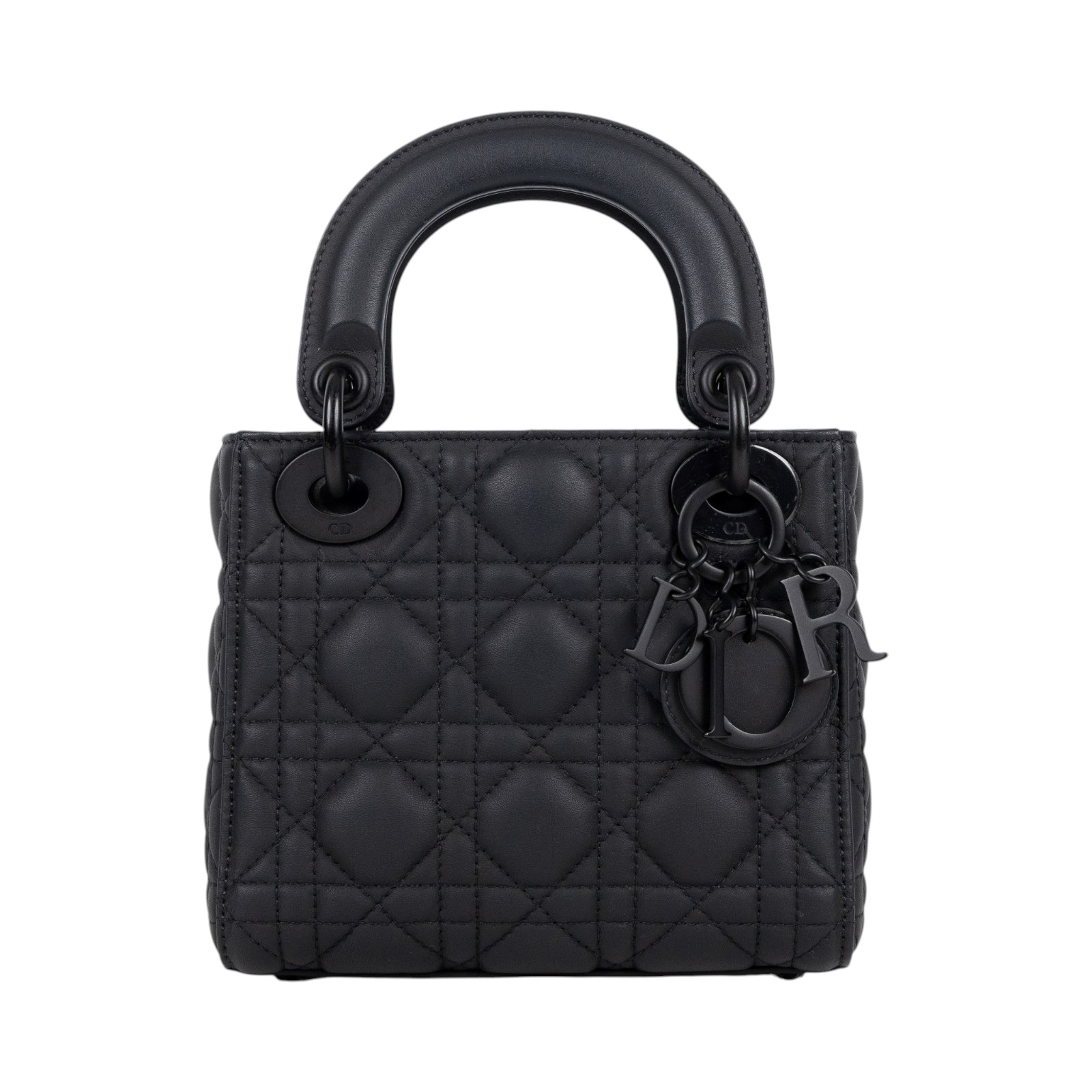 迪奧 CHRISTIAN DIOR Lady Dior 迷你 手提 肩背包 黑色超啞光 M0505SLOI 霧黑LADYDIOR 3X3 背帶/防塵袋