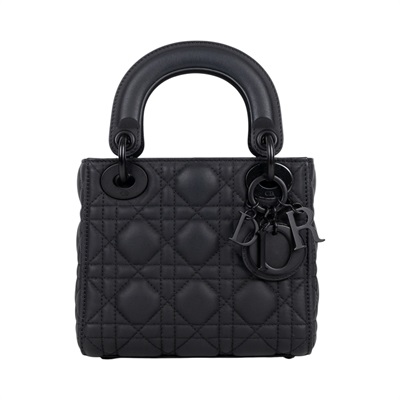 迪奧 CHRISTIAN DIOR Lady Dior 迷你 手提 肩背包 黑色超啞光 M0505SLOI 霧黑LADYDIOR 3X3 背帶/防塵袋