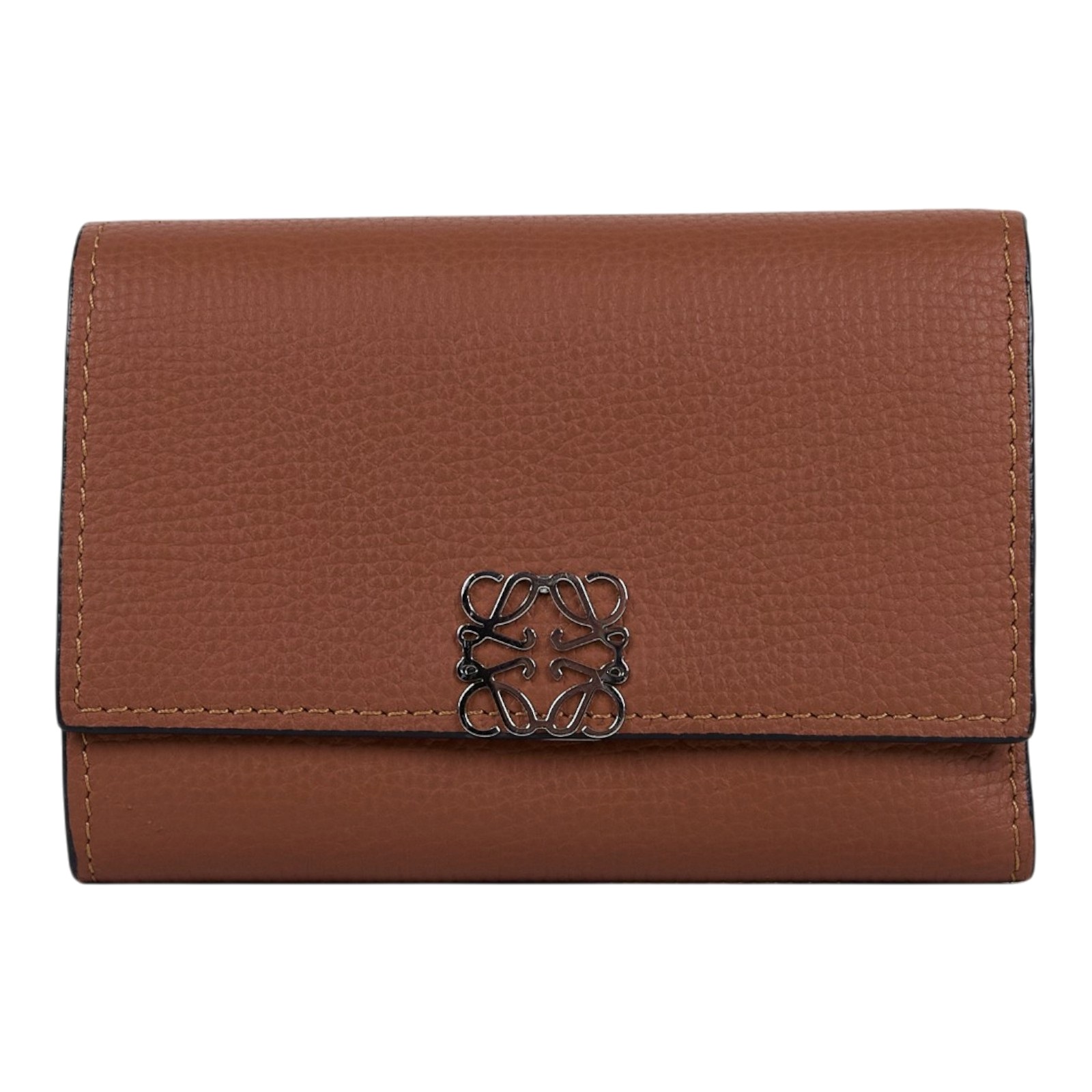 羅意威 LOEWE 小型鵝卵石紋小牛皮 Anagram 直式錢包 C821S33X07 棕短夾 原廠盒子/防塵袋/購買證明