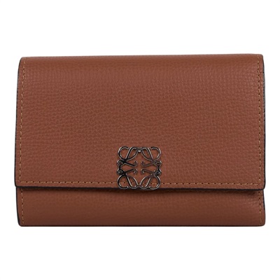 羅意威 LOEWE 小型鵝卵石紋小牛皮 Anagram 直式錢包 C821S33X07 棕短夾 原廠盒子/防塵袋/購買證明