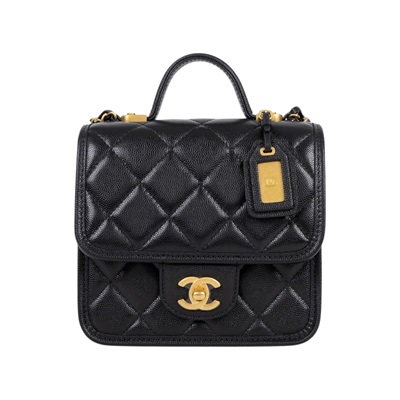 香奈兒 CHANEL 22k 名牌 肩背 豆腐包 郵差包 AS3652 B09173 晶片款 黑金荔枝提把鍊條包 原廠盒子/防塵袋