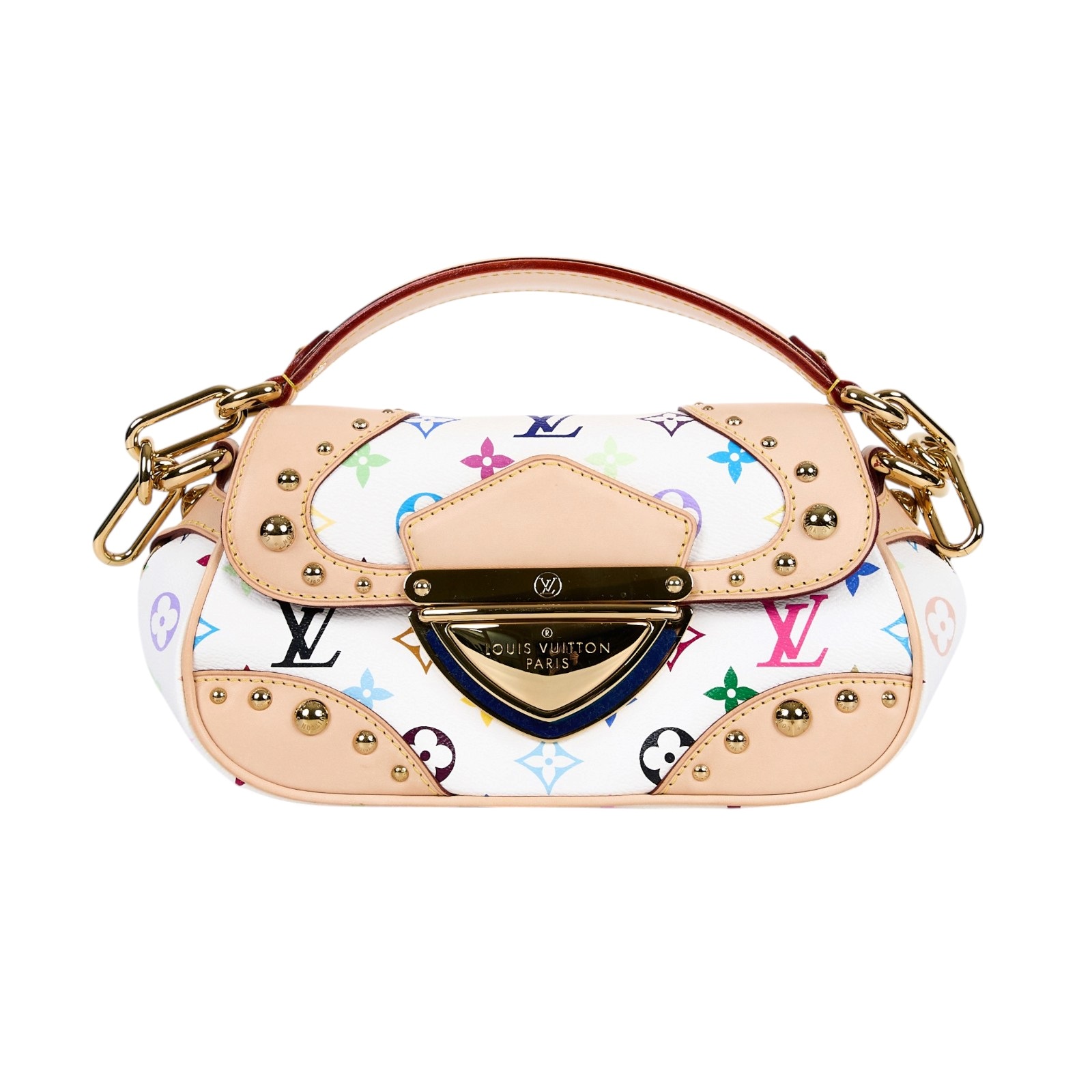 路易威登 LOUIS VUITTON Beverly MM 村上隆聯名 白彩 手提 肩背包  M40203 白三彩BEVERLY MM肩背包 防塵袋