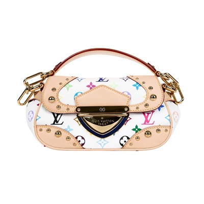 路易威登 LOUIS VUITTON Beverly MM 村上隆聯名 白彩 手提 肩背包  M40203 白三彩BEVERLY MM肩背包 防塵袋