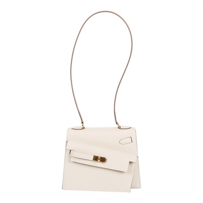 愛馬仕 Hermes Kelly Bag 凱莉包 En Desordre 20 手提包 金色五金 奶昔白 H083596CC10 /W刻  原廠盒子/防塵袋/購買證明影本