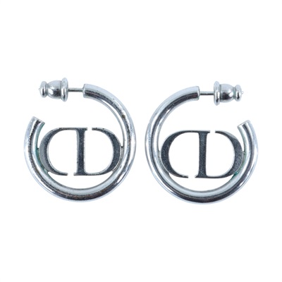 迪奧 CHRISTIAN DIOR 30 Montaigne 耳釘 E2050WOMMT 銀色圓形LOGO耳環 原廠盒子