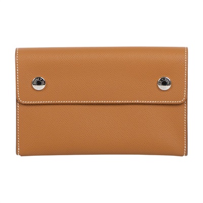 愛馬仕 Hermes Nap wallet 隨身錢包 銀色五金 金棕色 H085291CK37 K UY 008 TM  原廠盒子/防塵袋/購買證明