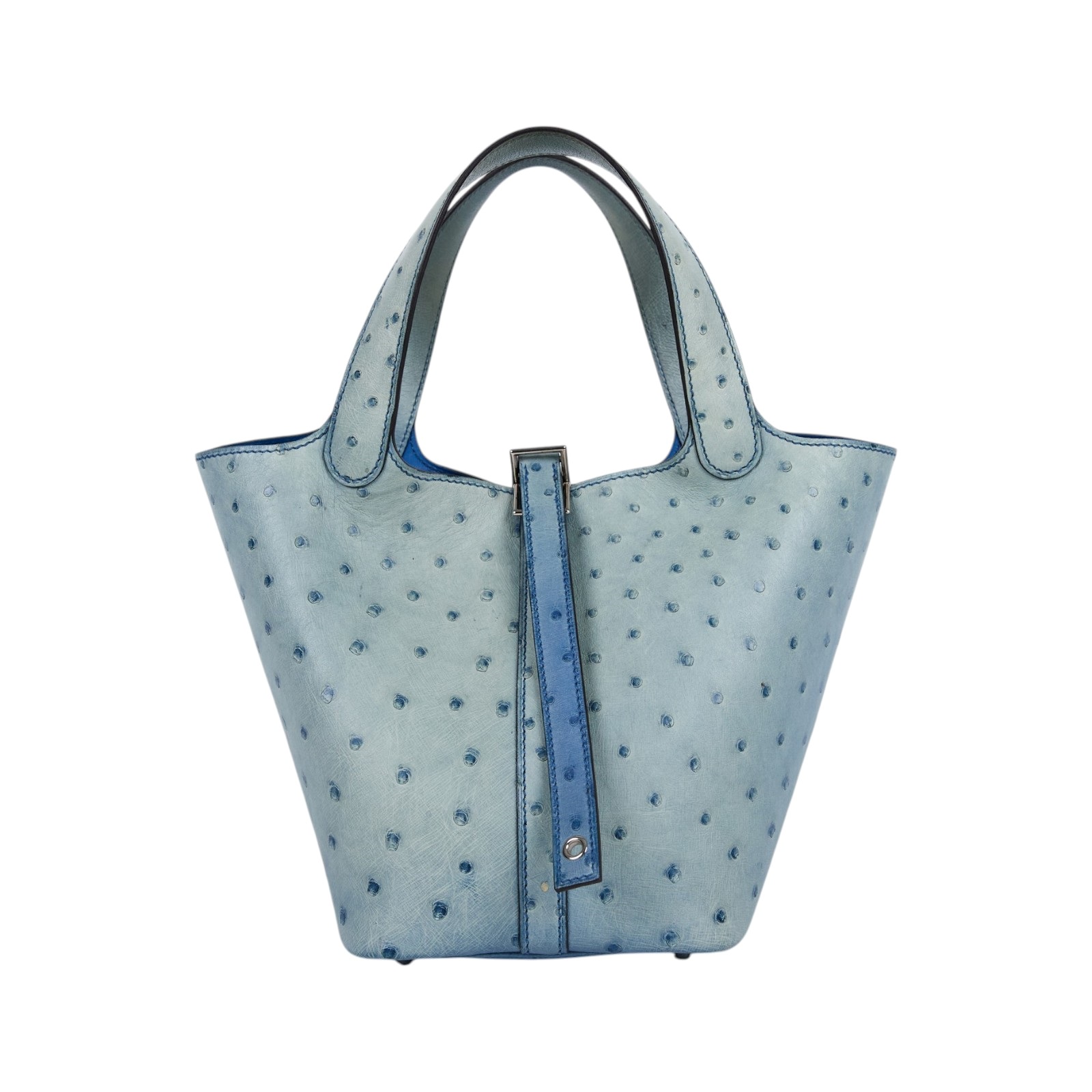 愛馬仕 Hermes Picotin Lock 18 菜籃子包 銀色五金 希臘藍色 H069563CK7Q /A刻  原廠盒子/防塵袋/鎖組/購買證明
