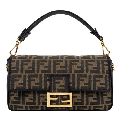 芬迪 FENDI Baguette FF提花布料包款 8BR600A6V5 棕FF帆布BAGUETTE法棍包 防塵袋/背帶