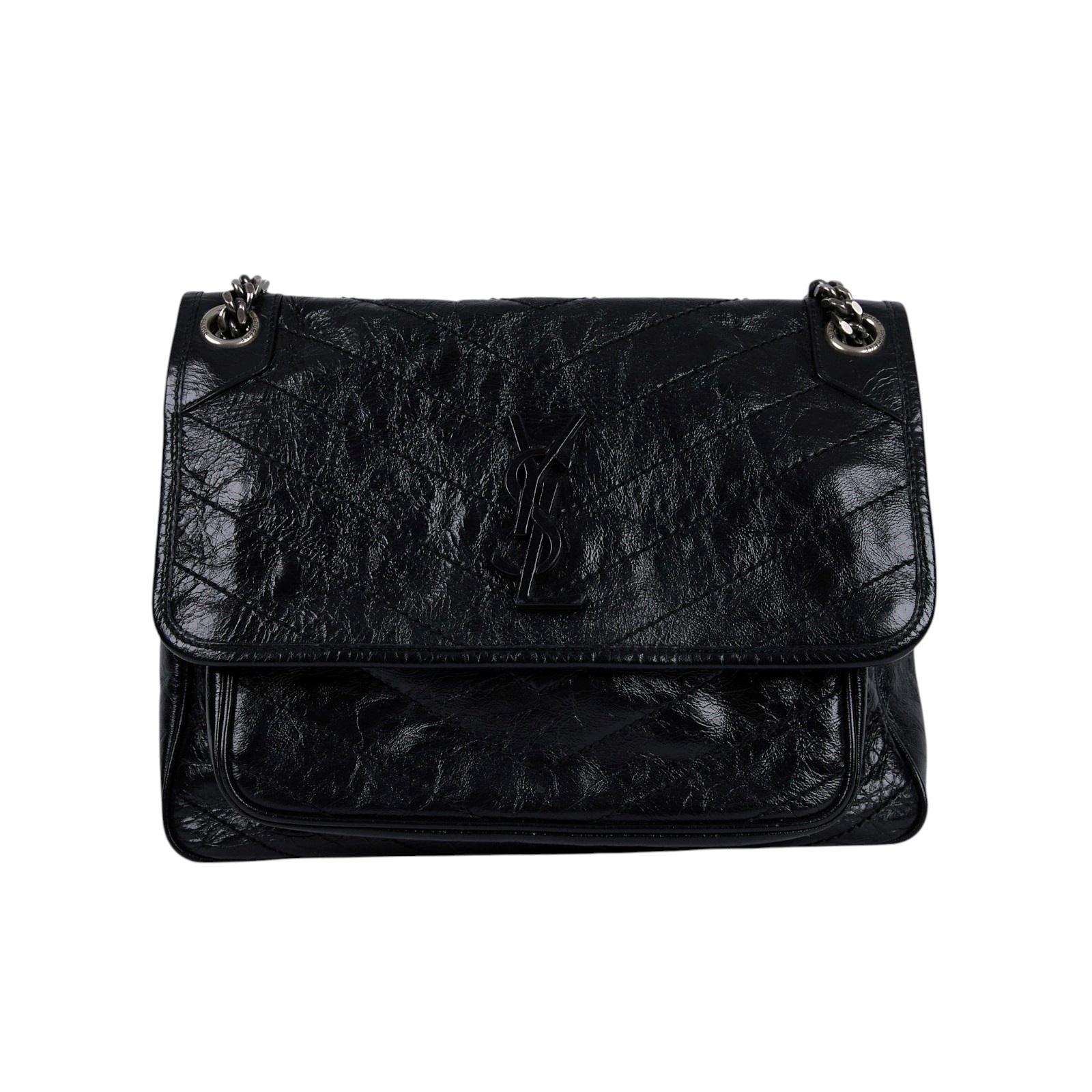 聖羅蘭 YSL SAINT LAURENT Niki 復古皮革 中型手袋 金色五金 6331580EN07 黑NIKI 中 防塵袋