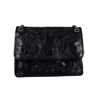 聖羅蘭 YSL SAINT LAURENT Niki 復古皮革 中型手袋 金色五金 6331580EN07 黑NIKI 中 防塵袋