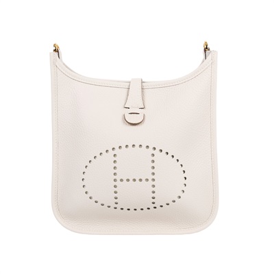 愛馬仕 Hermes Evelyne Bag 伊芙琳包 23 Poche III Bag EV23 G刻 奶昔白EVELYNE23 原廠盒子/防塵袋/背帶