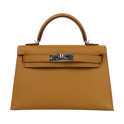 愛馬仕 Hermes Kelly Bag 凱莉包 mini II 銀色五金 芝麻色 H071302CK2S /BMU857HI  原廠盒子/防塵袋/背帶/購買證明