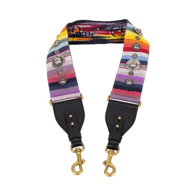 迪奧 CHRISTIAN DIOR Embroidered Rainbow 背帶  彩色帆布背帶 無附屬品