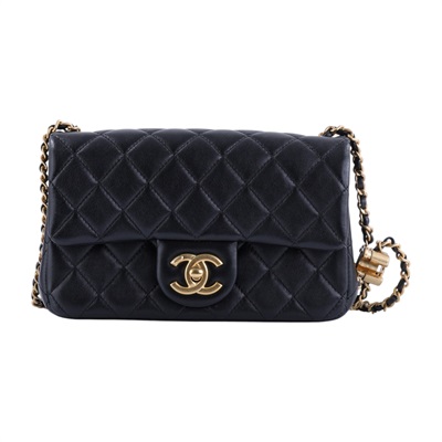 香奈兒 CHANEL Mini Flap 口蓋包 肩背包 斜背包 AS5759 B21572 晶片款 黑金羊雙C調節釦COCO20 原廠盒子/防塵袋/購買證明影本