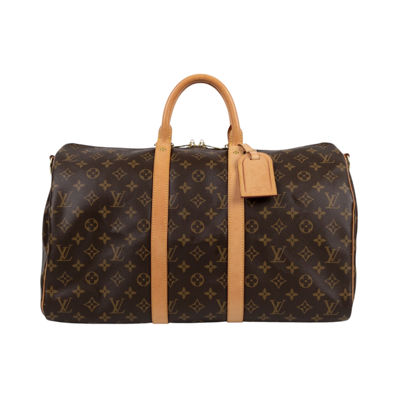 路易威登 LOUIS VUITTON Keepall Bandoulière 45 Monogram經典帆布 波士頓包  旅行袋 M41418 晶片款  鎖組/背帶2/行李吊牌