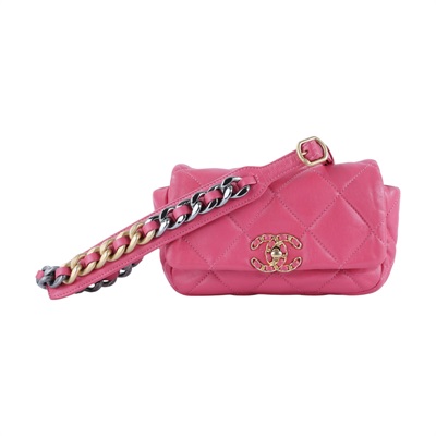 香奈兒 CHANEL CC LOGO 19 側背包 口蓋包 AS1163 29開 桃19腰包 保證卡