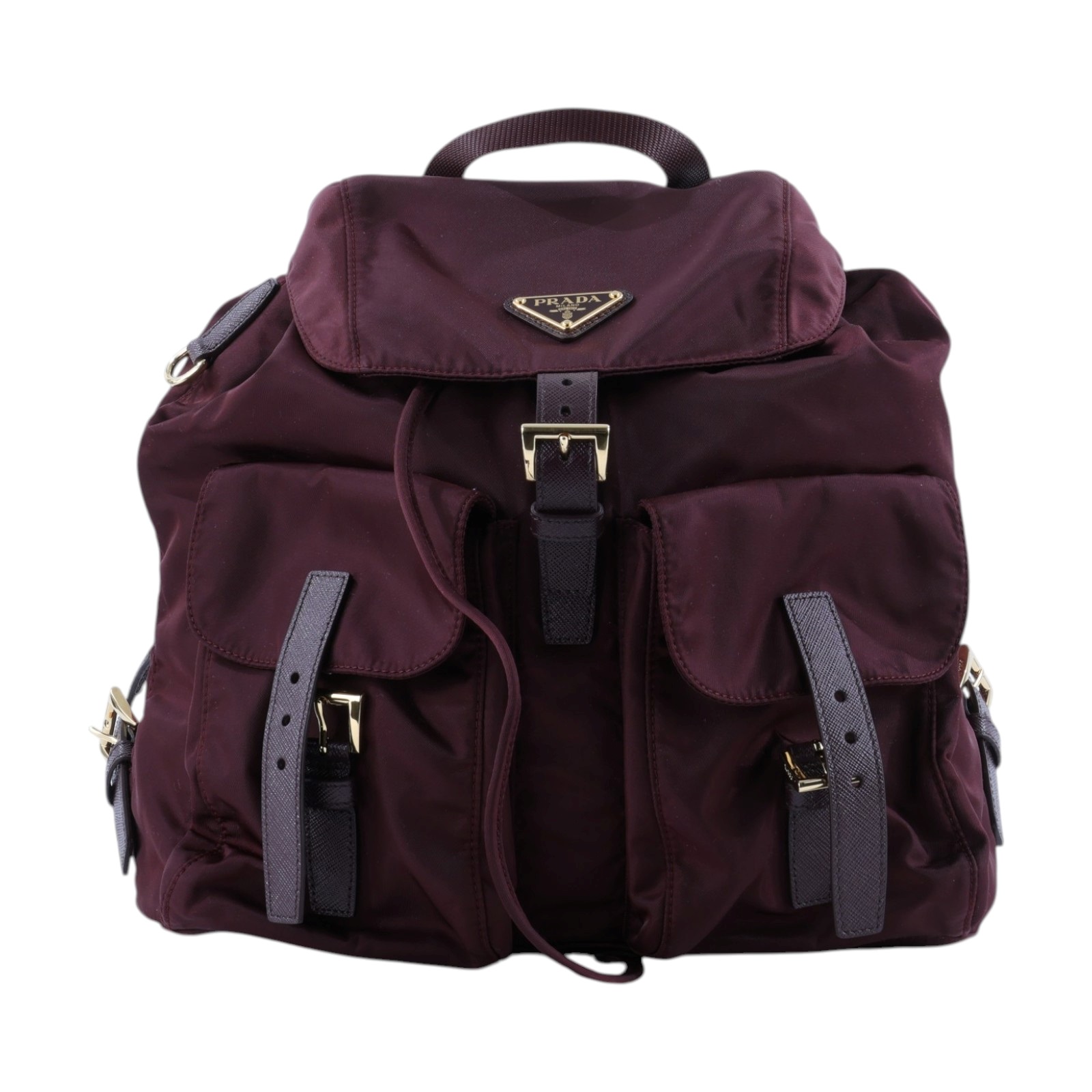 普拉達 PRADA Re-Nylon 中型 背囊 連化妝袋 1BZ811_RV44 酒紅色尼龍後背包 防塵袋