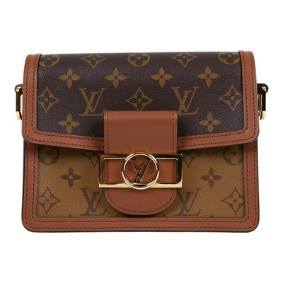 路易威登 LOUIS VUITTON Mini Dauphine 達芙妮 Reverse皮革飾邊 帆布肩背 斜背包 M45959  原廠盒子/防塵袋/背帶