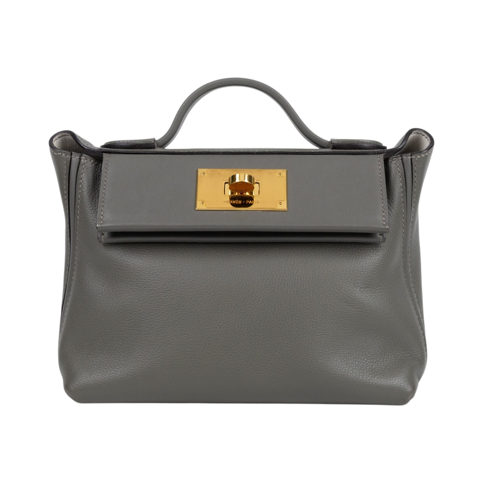 愛馬仕 Hermes 24/24 21 Mini 手提包 金色五金 積雨雲灰色 H082817CCAO /UTN200DT  原廠盒子/防塵袋/背帶/購買證明
