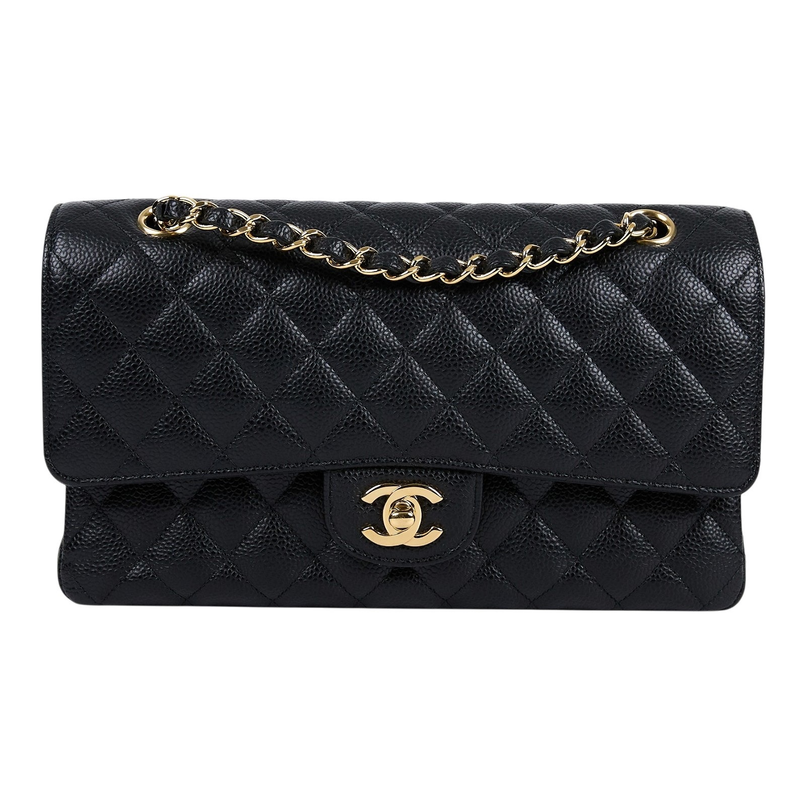 香奈兒 CHANEL CF 經典 11.12 口蓋包 A01112 Y01864 26開 黑金荔枝COCO25 原廠盒子/防塵袋/購買證明/保證卡