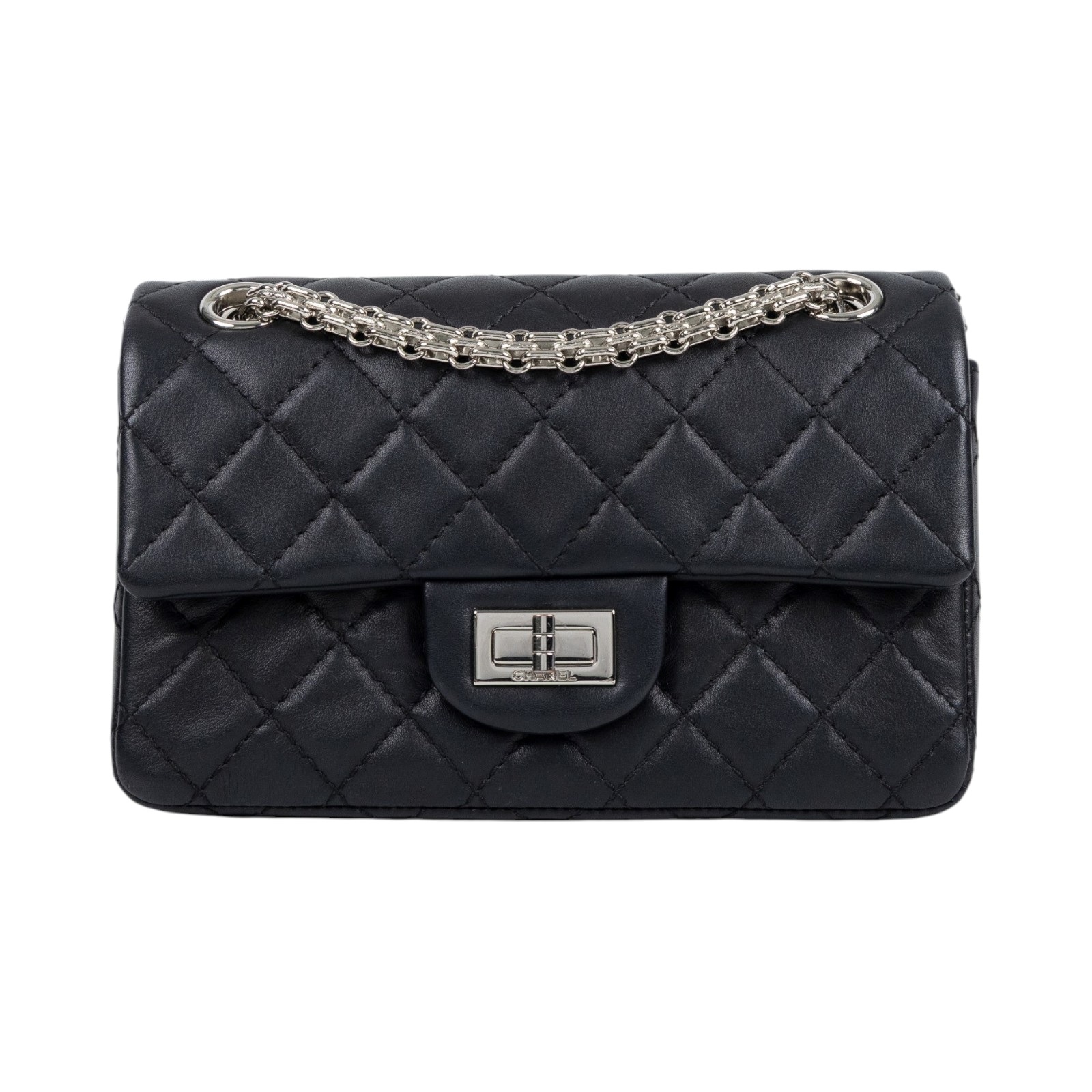 香奈兒 CHANEL 2.55 迷你 口蓋包 AS0874 B18829 晶片款 黑2.55 MINI 原廠盒子/防塵袋/購買證明影本
