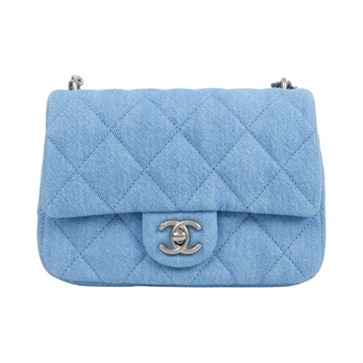 香奈兒 CHANEL 心型金球 方胖 肩背 斜背口蓋包  AS3829_DENIM 晶片款 藍牛仔愛心調節方胖 原廠盒子/防塵袋