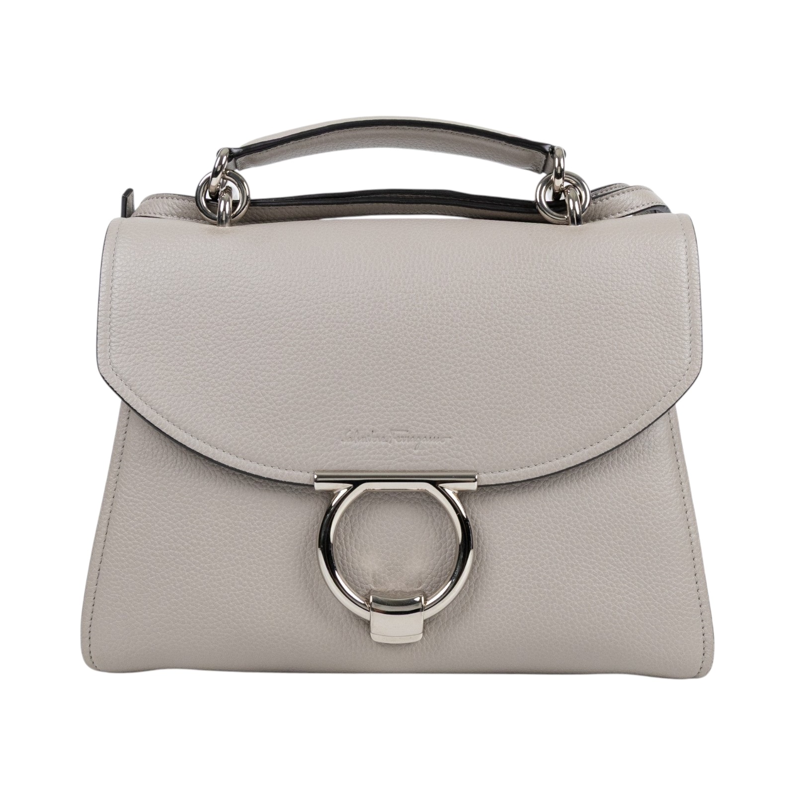 菲拉格慕 SALVATORE FERRAGAMO Gancini top handle 手提包 DY-21 H493 灰MARGOT兩用包 原廠盒子/防塵袋