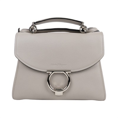 菲拉格慕 SALVATORE FERRAGAMO Gancini top handle 手提包 DY-21 H493 灰MARGOT兩用包 原廠盒子/防塵袋