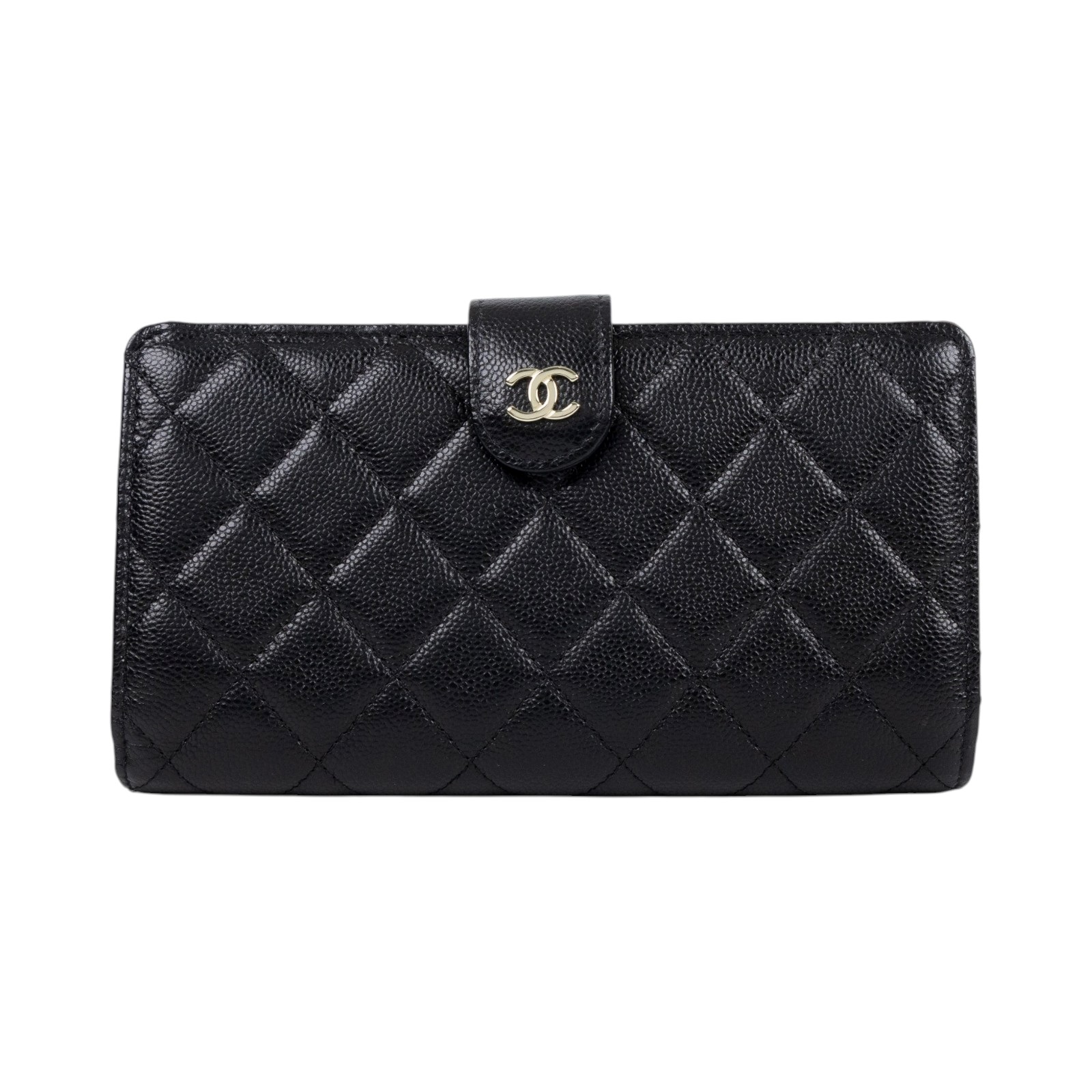 香奈兒 CHANEL CC LOGO 長夾 錢包 皮夾  晶片款 黑荔枝長夾 無附屬品
