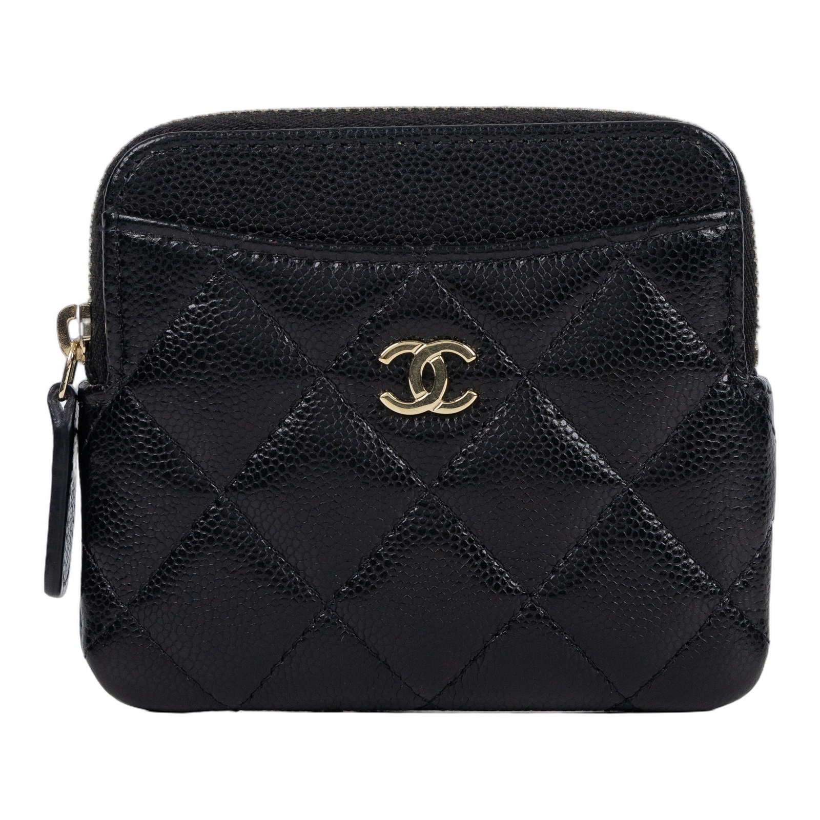 香奈兒 CHANEL CC Logo 5卡 拉鍊 零錢包 AP2061 B10583 晶片款 黑荔枝吐司零錢包 原廠盒子/防塵袋/購買證明