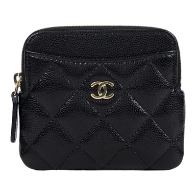香奈兒 CHANEL CC Logo 5卡 拉鍊 零錢包 AP2061 B10583 晶片款 黑荔枝吐司零錢包 原廠盒子/防塵袋/購買證明