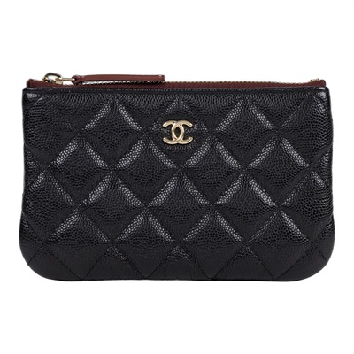 香奈兒 CHANEL 手拿包 隨身包 零錢包 小皮件 A82365 B01481 31開黑荔枝一字拉 原廠盒子/防塵袋/購買證明