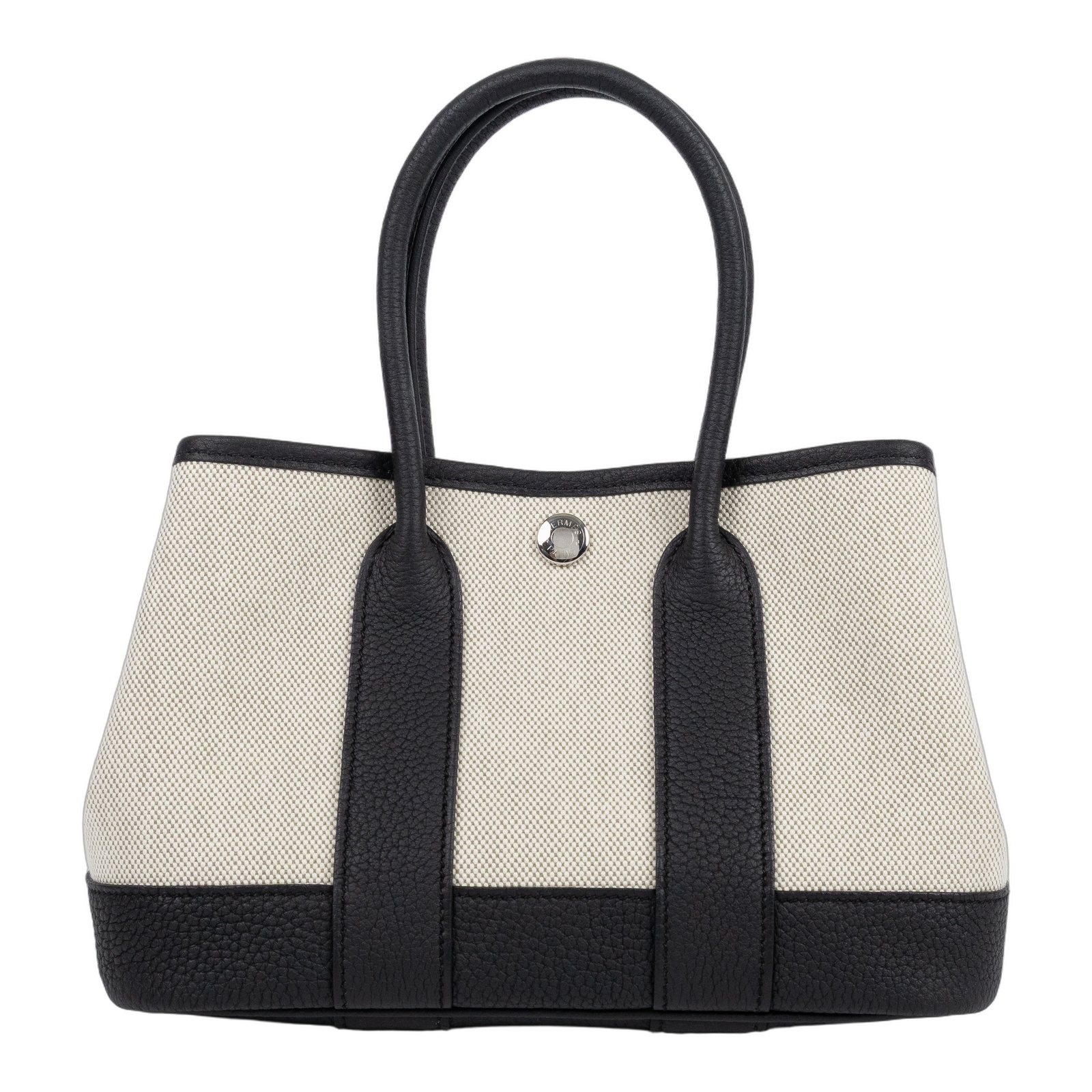 愛馬仕 Hermes Neo Garden Party 花園派對包 23 銀色五金 Ecru Amande Noir H086418CKAL /  原廠盒子/防塵袋/台灣購買證明