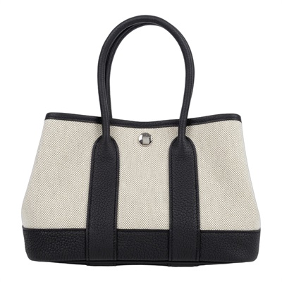 愛馬仕 Hermes Neo Garden Party 花園派對包 23 銀色五金 Ecru Amande Noir H086418CKAL /  原廠盒子/防塵袋/台灣購買證明