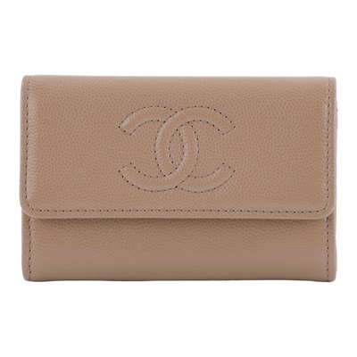 香奈兒 CHANEL CC LOGO 零錢包 卡包  晶片款 奶茶荔枝卡包 無附屬品