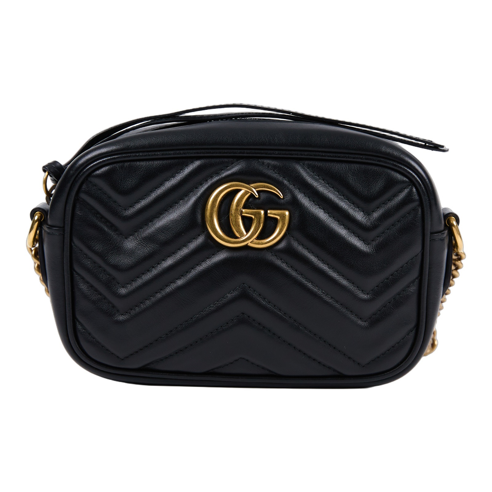 古馳 GUCCI Marmont 迷你袋 金色五金 448065 DTD1T 黑金GG Marmont 相機包 MINI 無附屬品