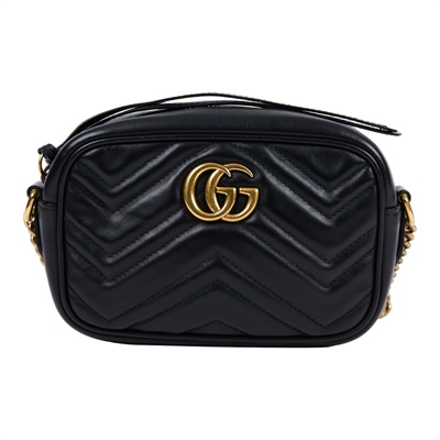 古馳 GUCCI Marmont 迷你袋 金色五金 448065 DTD1T 黑金GG Marmont 相機包 MINI 無附屬品