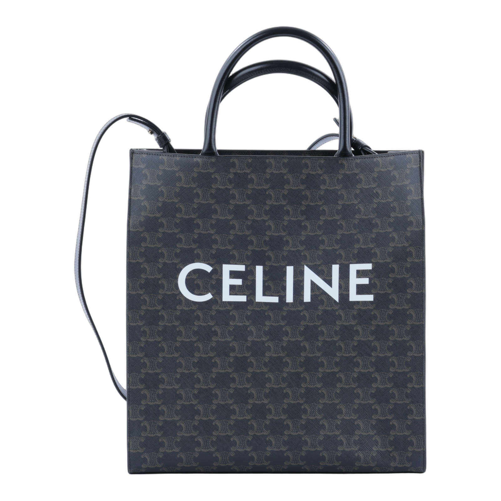 思琳 CELINE Triomphe帆布 中型 直式 Cabas 肩背 手提包 194432CIM  防塵袋/背帶/台灣購買證明